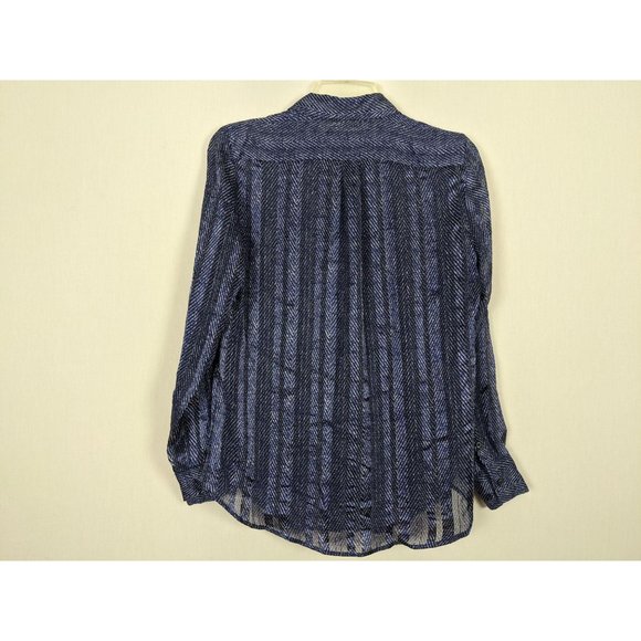 Banana Republic Dillon Class Fit blue sheer career long sleeve blouse XS - Picture 2 of 8